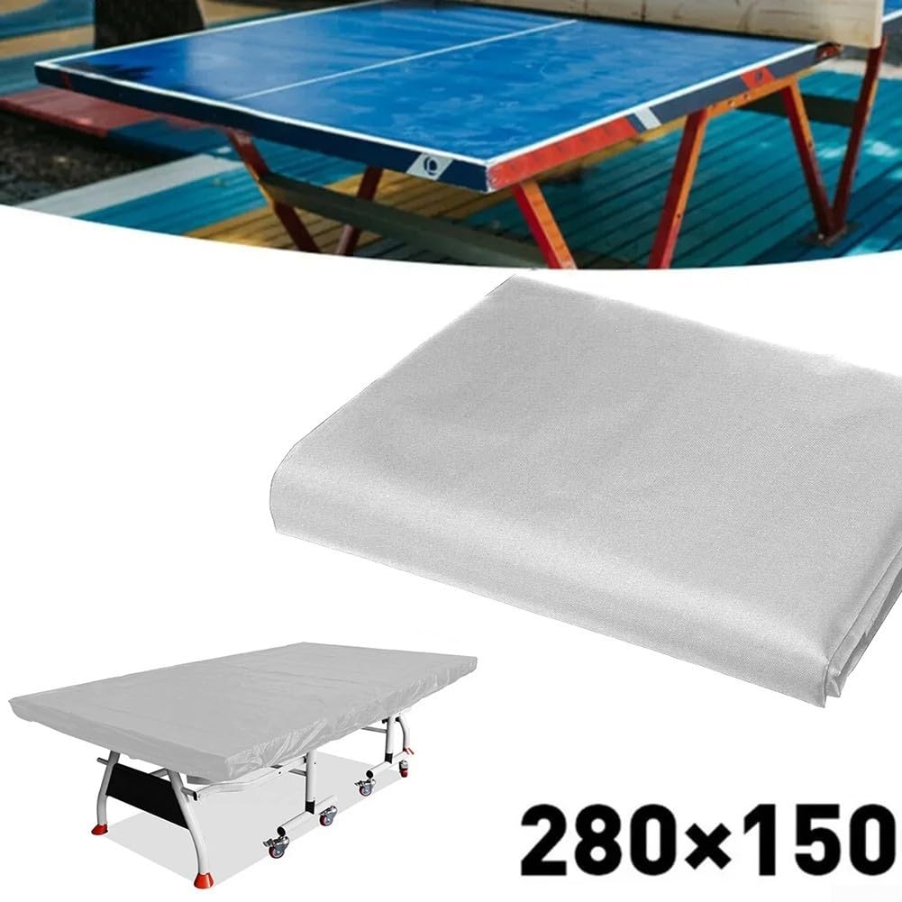 Copertura protettiva per tavolo da ping pong in tessuto Oxford, antipolvere, impermeabile, per tavolo da ping pong, per interni ed esterni, argento, 280 x 150 cm