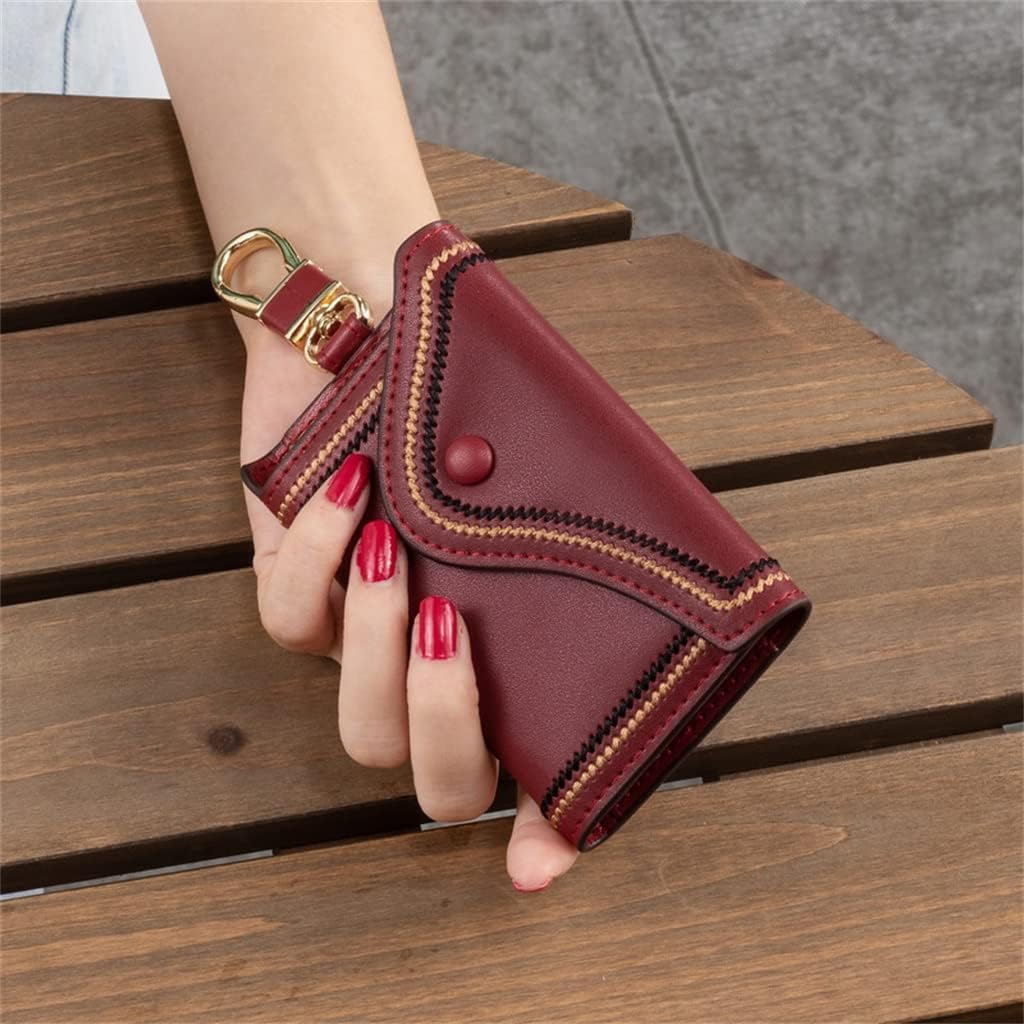 JSEIAJB Key Case Women's Leather Card Holder Key Holder Two-in- Compact Mini Multifunctional Storage Bag