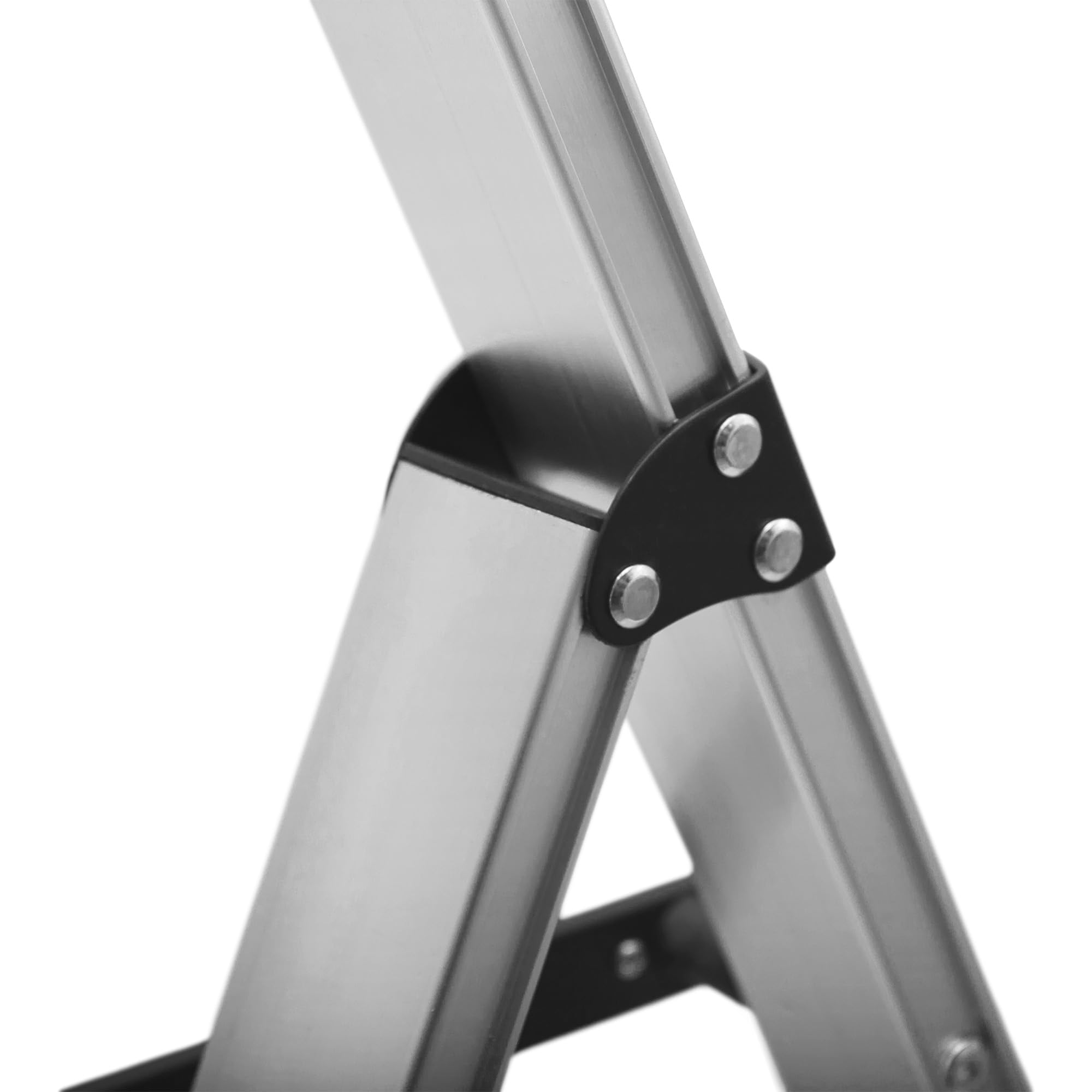 Escaleras Plegables Alumino, Escalera de Aluminio Plana Plegable y con peldaño Ancho, Ligera, Robusta y Resistente. Normativa EN-131, hasta 150kgs (Negro, 3 Peldaños)