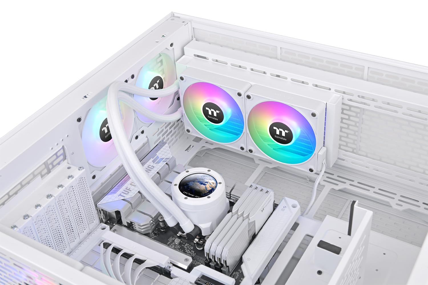 Thermaltake TH240 V2 Ultra EX ARGB Sync Snow Edition 240mm Water Cooled CPU Cooler (10.8 x 4.7 x 1.1 inches, 2 x 120mm Fans, 500 - 2000 rpm, 68 CFM, 28.5 dBA, 12V, Desktop, Laptop)