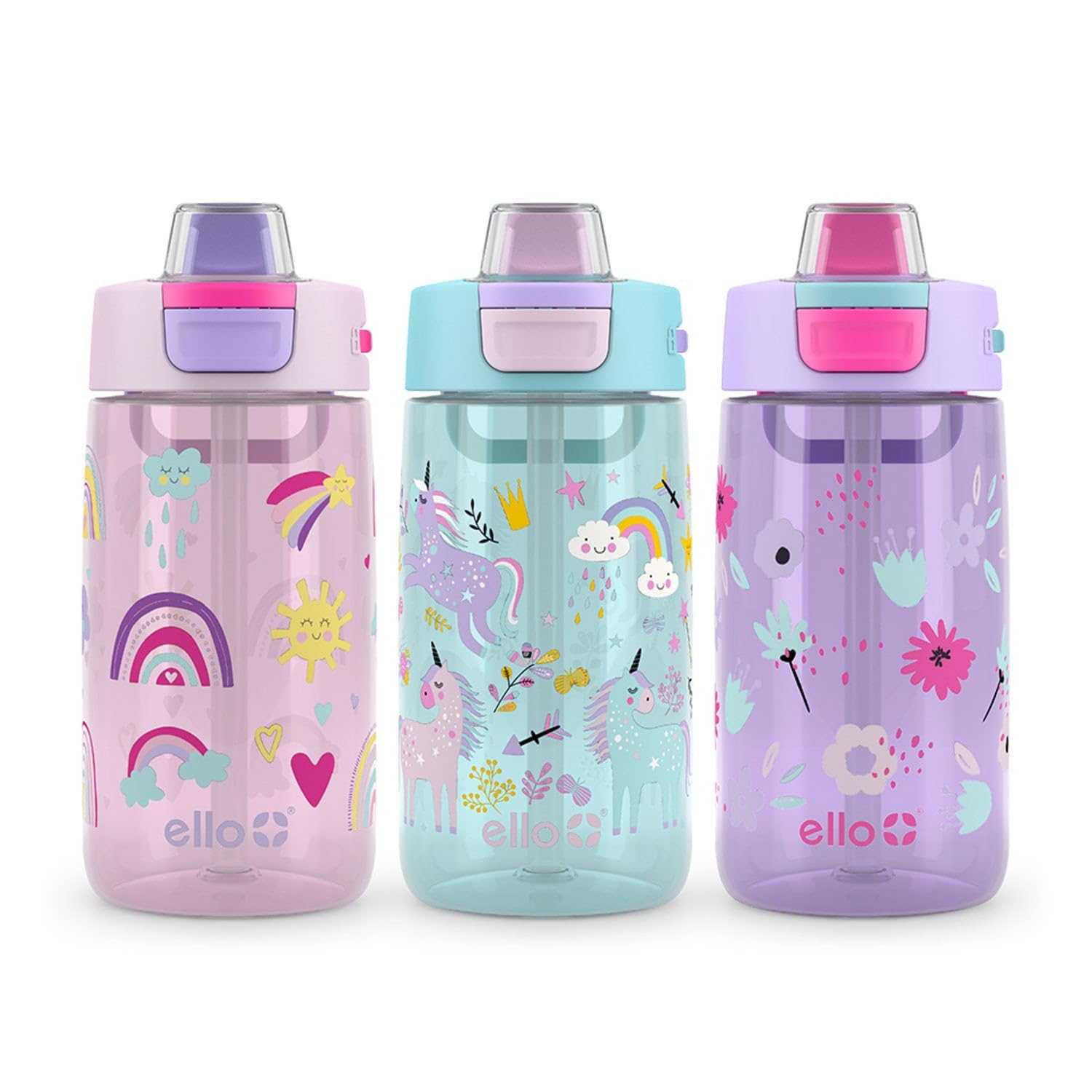ELLO Kids Colby 14-oz Tritan Plastic Water Bottle 3-Pack Dreamland