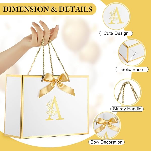 Vicloon Sacchetti Regalo Eleganti, 1pcs Sacchettini Borsa Regali Compleanno, Sacchetti Regalo in Carta con 3 Involucri e 1 Biglietti Perfetto per Compleanni e Anniversari (A) - 3