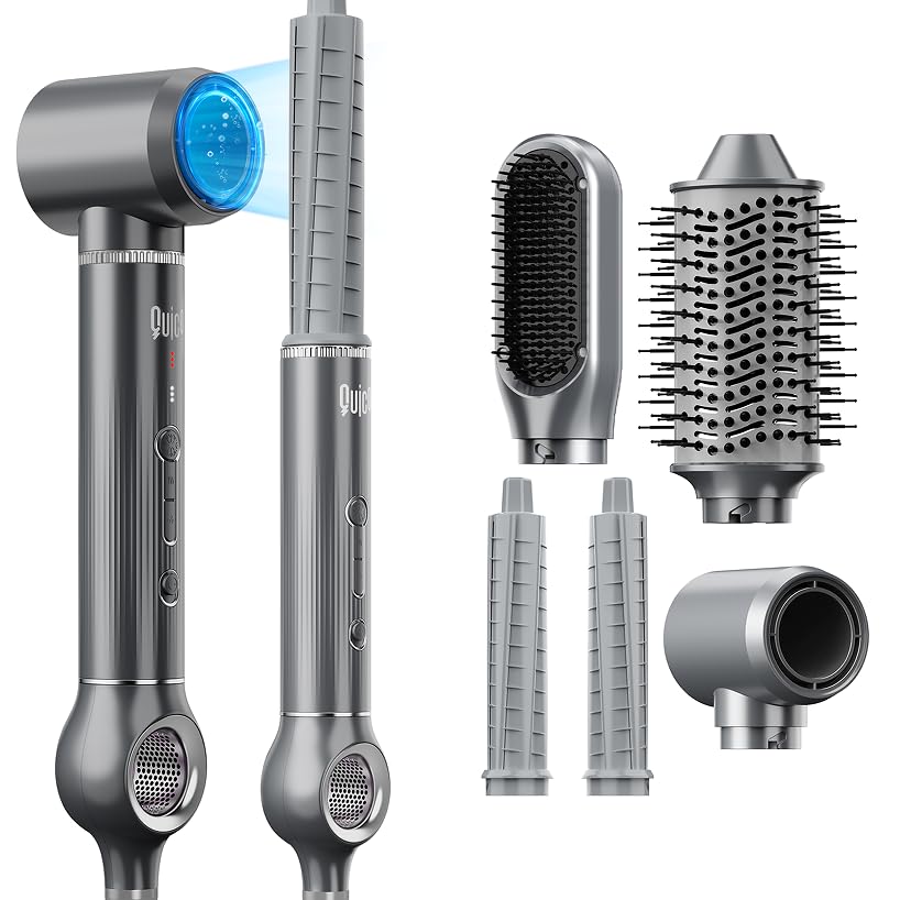 Quico 5 in 1 Blow Dryer Brush Set, Hot Hair Styler with Rotating Curling