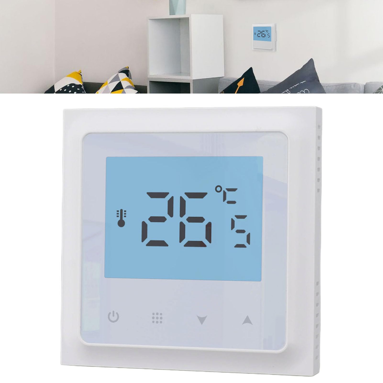 Termostato per Riscaldamento a Pavimento, Termostato Digitale per App con Caldaia a Parete Controller da Pavimento Telefono Digitale Bianco, Ventilatori per