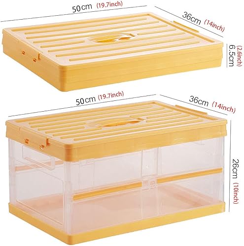 Miniatura 5 de Radefasun Contenedores de almacenamiento plegables transparentes de tamaño L con tapas, caja de almacenamiento plegable de plástico, portátil,
