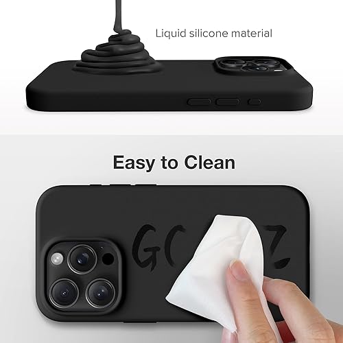 Miniatura 3 de GONEZ Funda de silicona para iPhone 15 Pro Max, compatible con Magsafe, 2 protectores de cámara + 2 protectores de pantalla, forro de microfibra