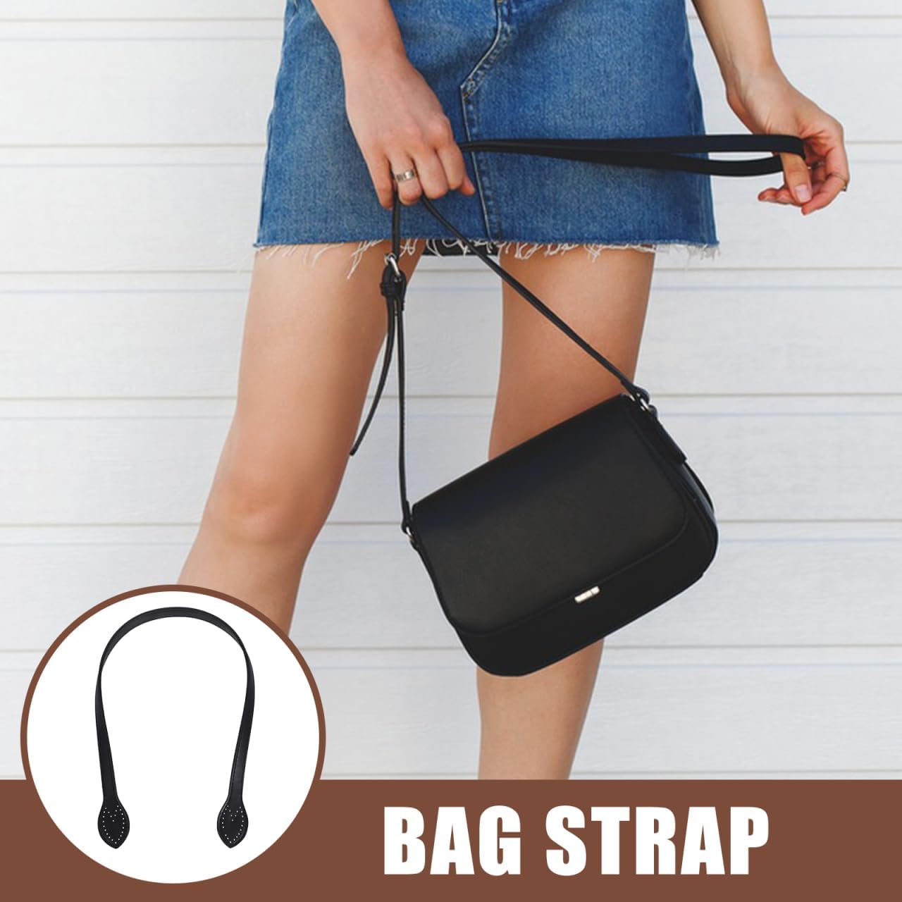 SUPVOX 2pcs 24 Leather Purses Straps Leather Bag Handles Replacement Purse Straps Handbag Bag Wallet Straps (Black) - Image 3