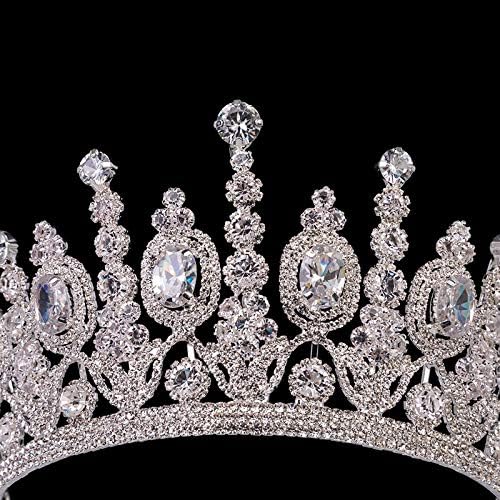 Hair Jewelry Crown Tiaras for Women Bridal Classical Crowns Elliptical Wedding Big Crown for Women,Sliver