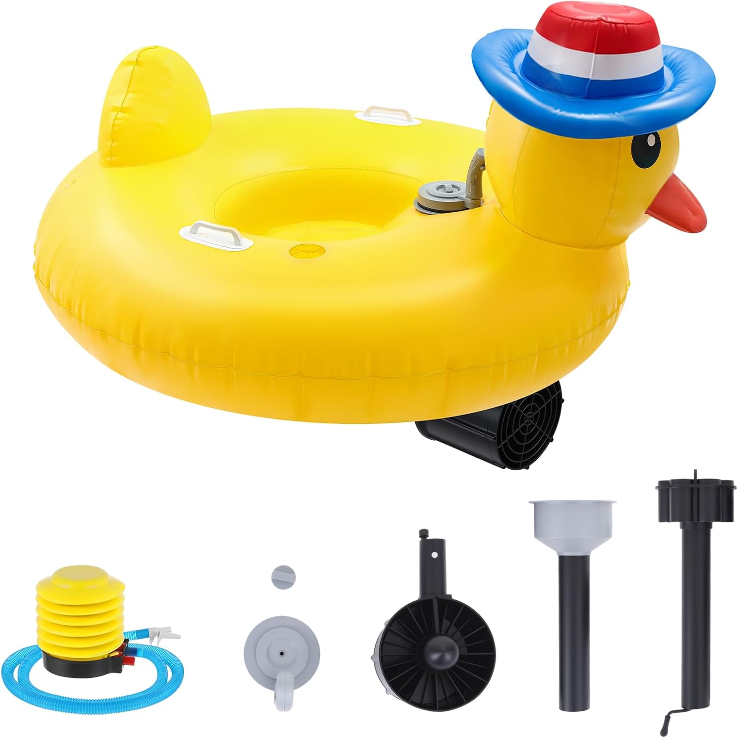ShinyRelief Motorized Pool Float for Adult, Pool Inflatable Lounger Chair Electric River Tube Floating with Pusher Handles Cup Holder and Pump for Party Beach Summer Fun
