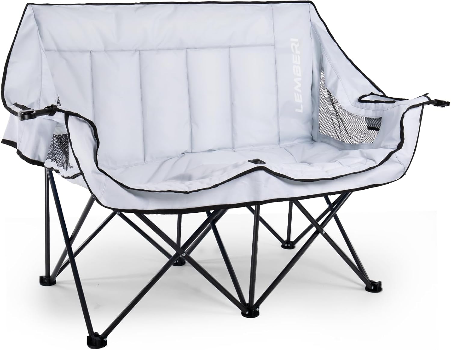 PUKAMI Oversized Double Camping Chair, Folding Loveseat Camping Chair for Adults, 2 Person Camping Couch Heavy Duty Camping Chairs, Portable Outdoor Lawn Chairs with Cup Holder