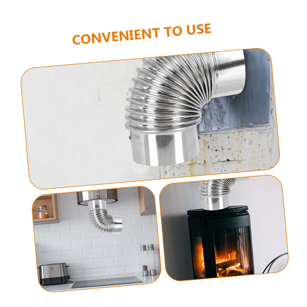 Conducto de ventilación for chimenea 90 grados, 4 unidades, manguera flexible, codo for leña(18X8CMx5pcs)