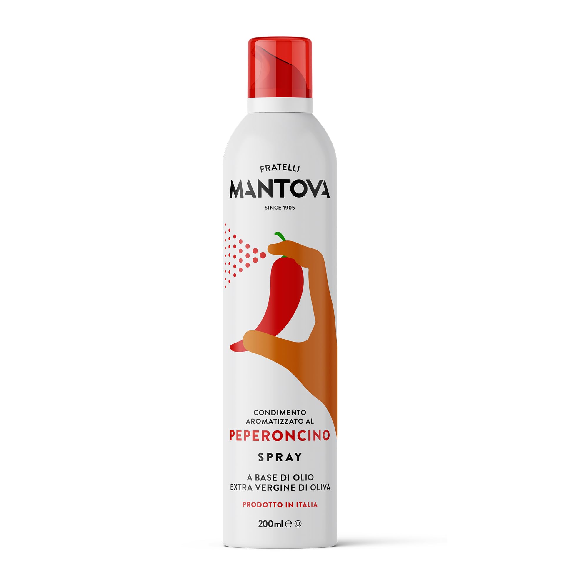 Peperoncino Spray in Olio Extra Vergine di Oliva 6x200ml - Olio Spray italiano – Sprayleggero – 100% Naturale,100% Leggero, 100% Facile - Con lo spray risparmi fino al 90% di prodotto