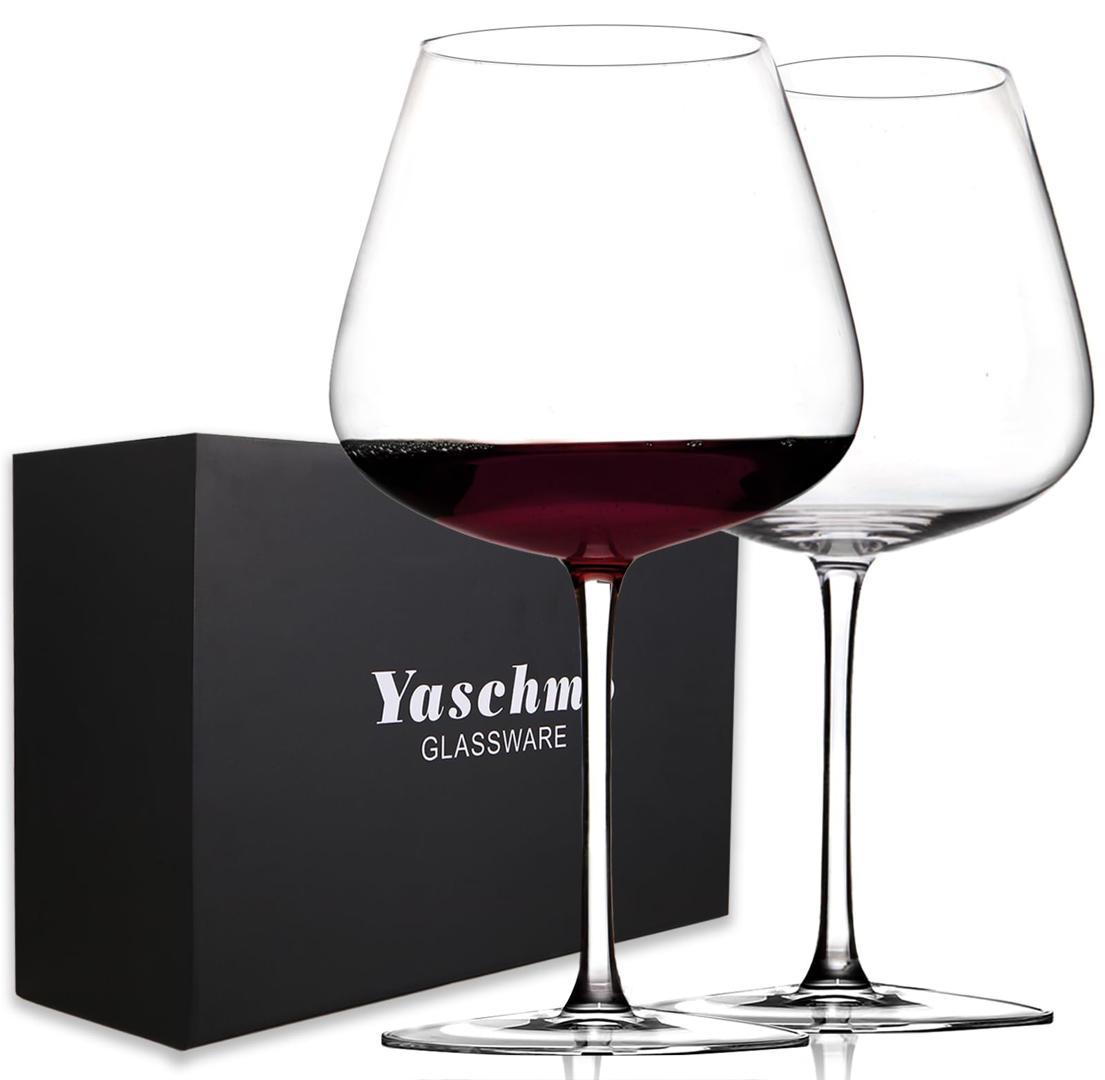 Super Large 30OZ Wine Glasses-Hand Blown Crystal Giant Wine Glasses, Big Burgundy Glasses Oversized, Red White Wine,Luxury, Elegant, Ideal Gift for Women,Men,Christmas,Anniversary,Birthday (Pack of 2)