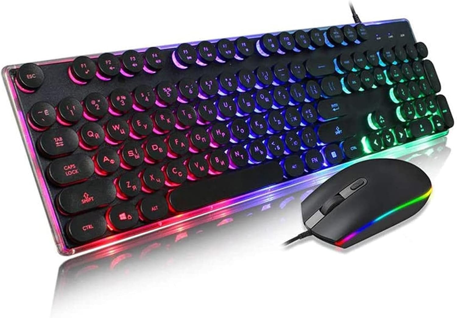 Klawiatura i mysz przewodowa zestaw do gier RGB podświetlenie wielofunkcyjne klawisze podpórka pod nadgarstek oraz mysz gamingowa 1600dpi dla Windows PC