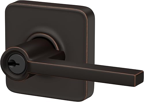 Miniatura 250 de Schlage Latitude F10 LAT 622 CEN Manija de paso con roseta Century, para pasillo y armario, negro mate Mate negro