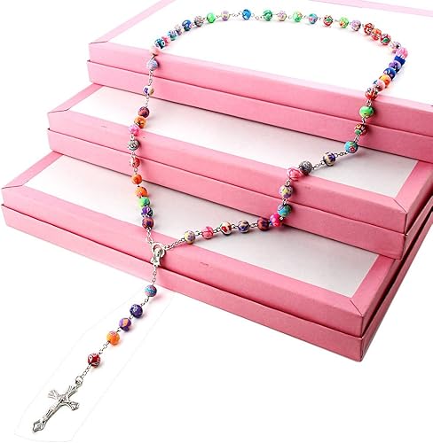 Miniatura 7 de YEYULIN Rosario de cuentas de arcilla polimérica collar largo de aleación con cruz de aleación joyería católica cristiana rosario solo para mujer