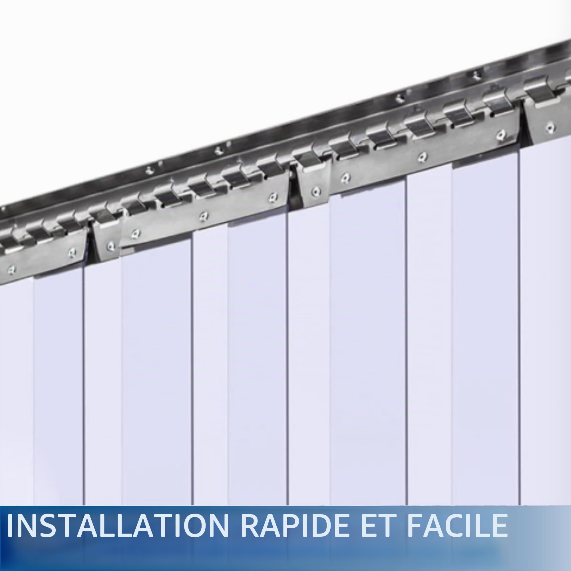 Kit de rideau en bandes de PVC – Idéal pour une porte de personnel ou de chambre froide, claire, 1m x 2.5m
