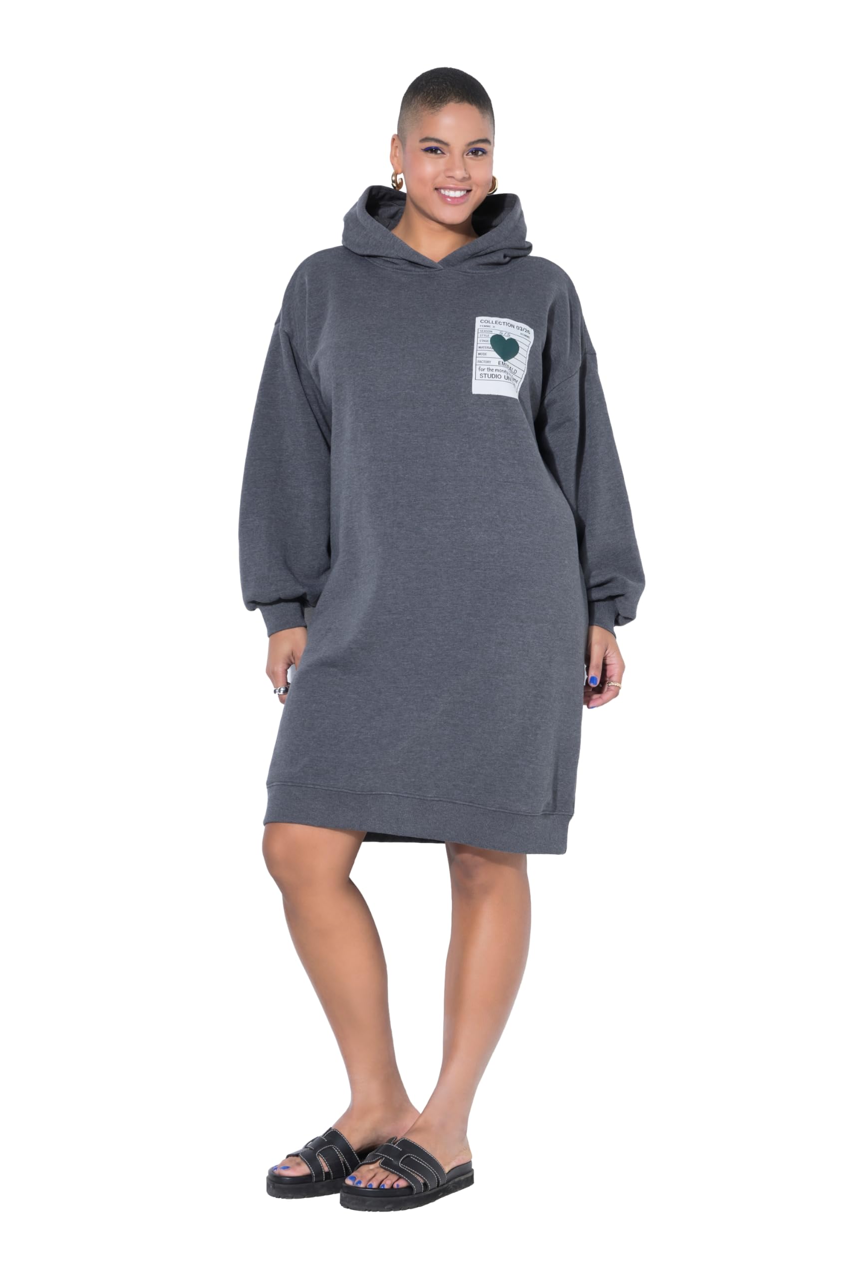 Studio Untold Damen große Größen Übergrößen Plus Size Sweatkleid, Oversized, Kapuze 848843