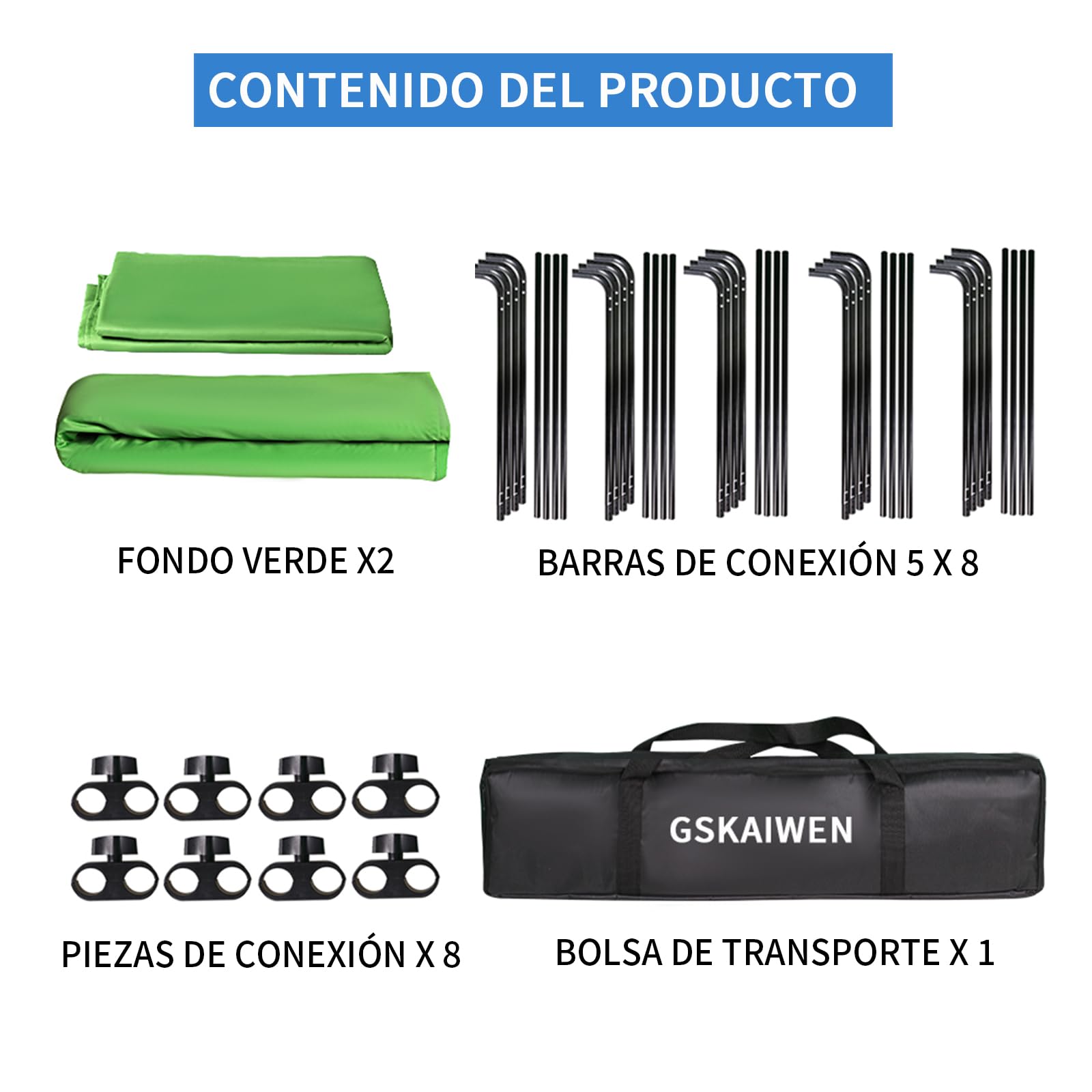 2,4 x 5 m, Profesional, portátil, Gran Fondo Chromakey Verde con Marco, Sistema de Soporte para fotografía de Estudio de vídeo, transmisión en Directo, Fiestas, escenarios