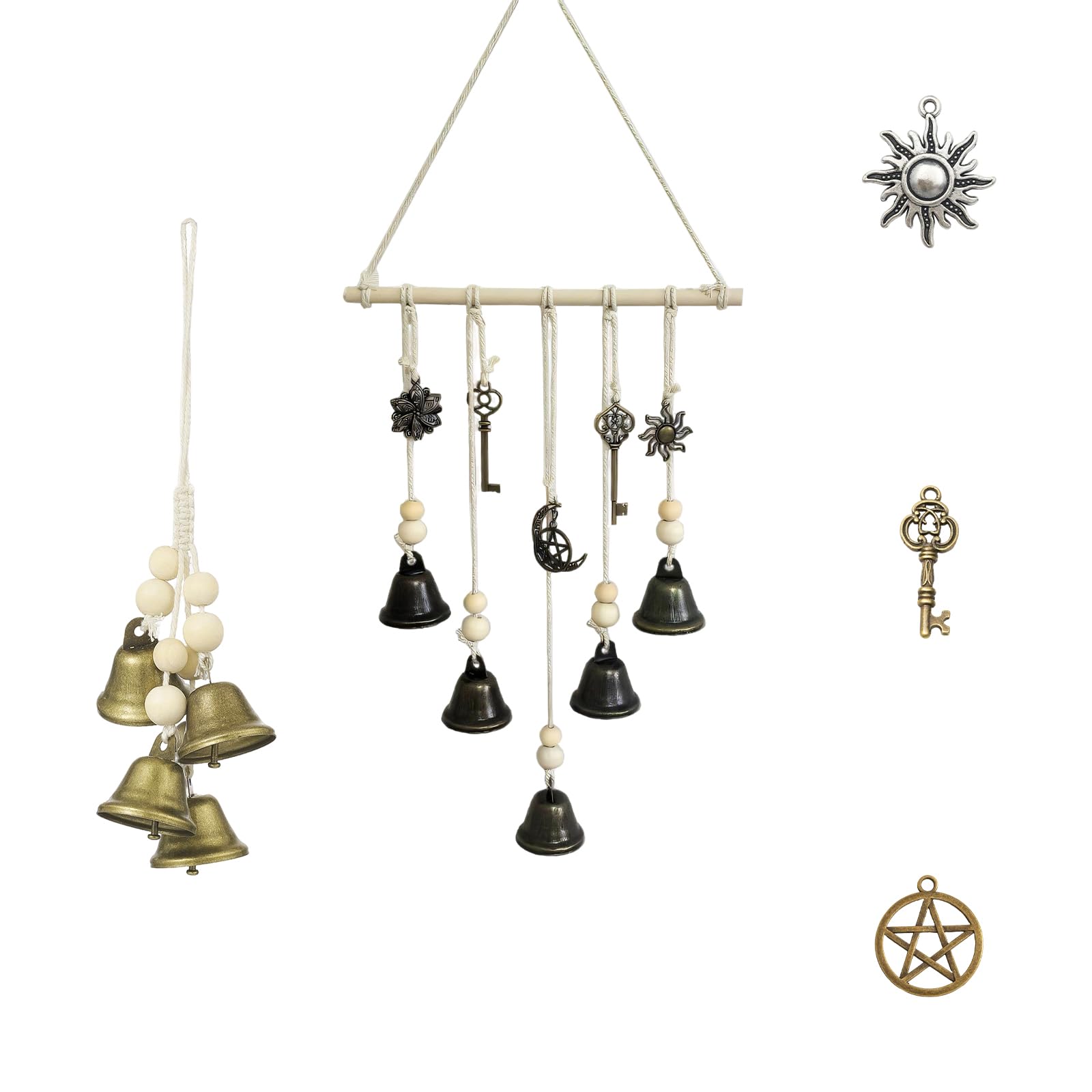 5Pcs Wind Chimes Set, Witch Bells & Windchime Kit