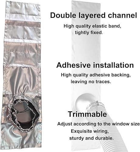 Miniatura 7 de LIHONK Kit de ventilación portátil para ventana de aire acondicionado (titanio plateado + negro 100% bloque de luz) sello universal grueso portátil