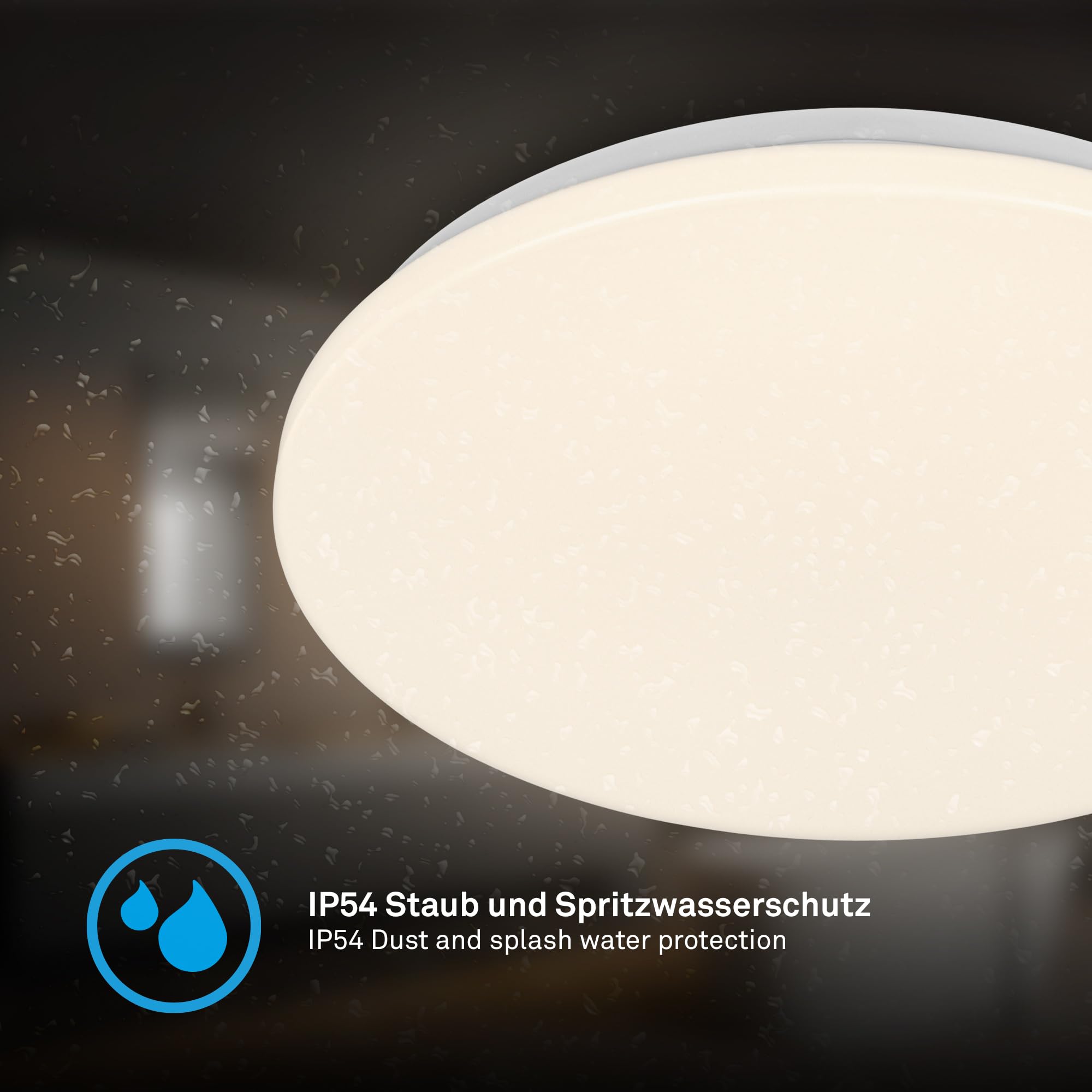 BRILONER - Plafonnier LED pour salle de bain, couleur blanc chaud, protection contre la poussière et les éclaboussures, 24W, 2600lm, plafonnier, cuisine, wc, 35x5,5 cm, blanc