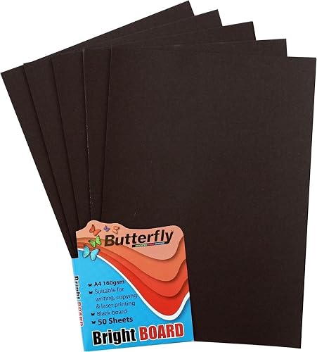 Butterfly A4 160GSM 50 Sheets Bright Board, Black