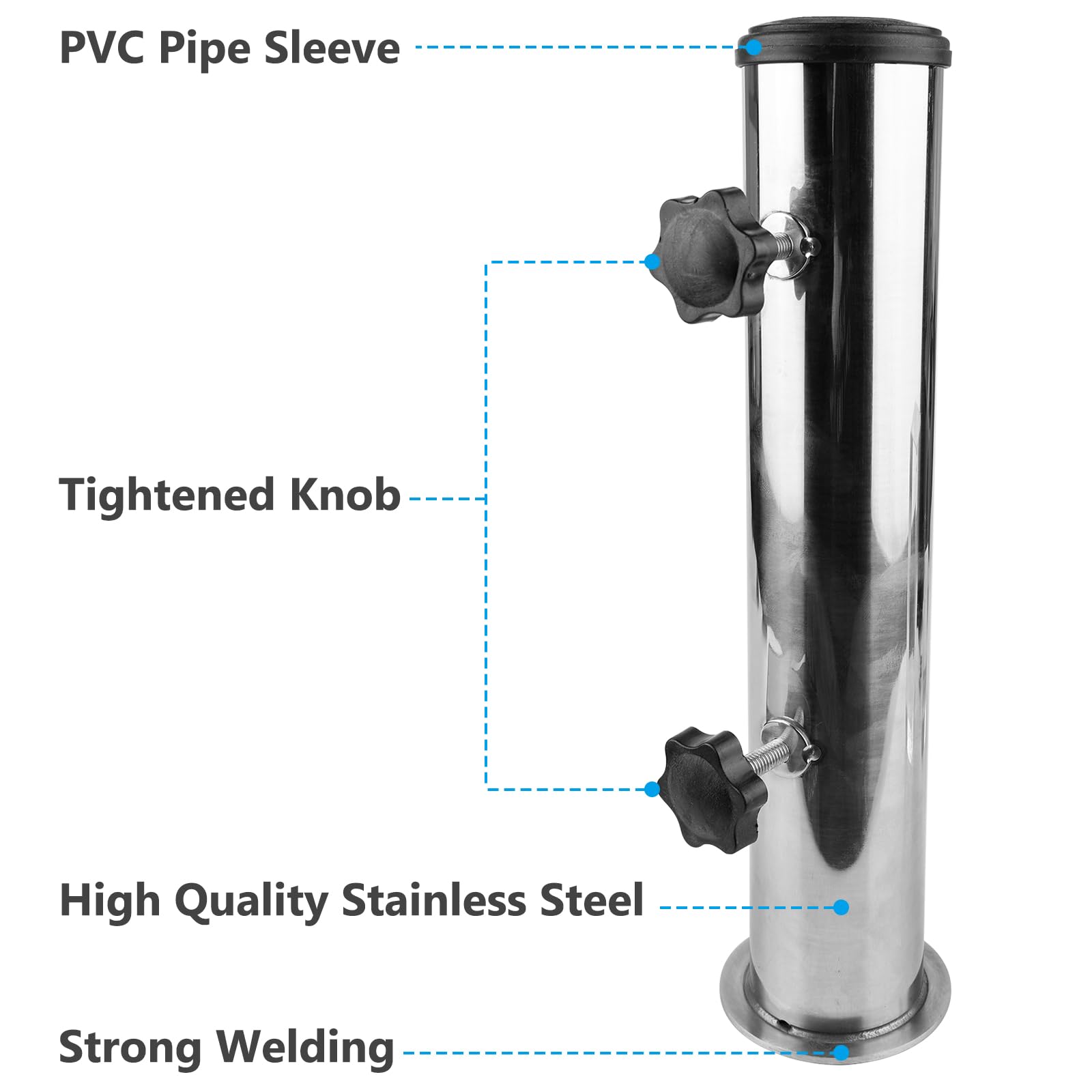 Tubo Universale in Acciaio Inox, Set di Supporti per Ombrellone in Acciaio Inox, Universale Tubo Parasole, Portaombrelli per Esterni per Terrazze, Tavolo E Balconi