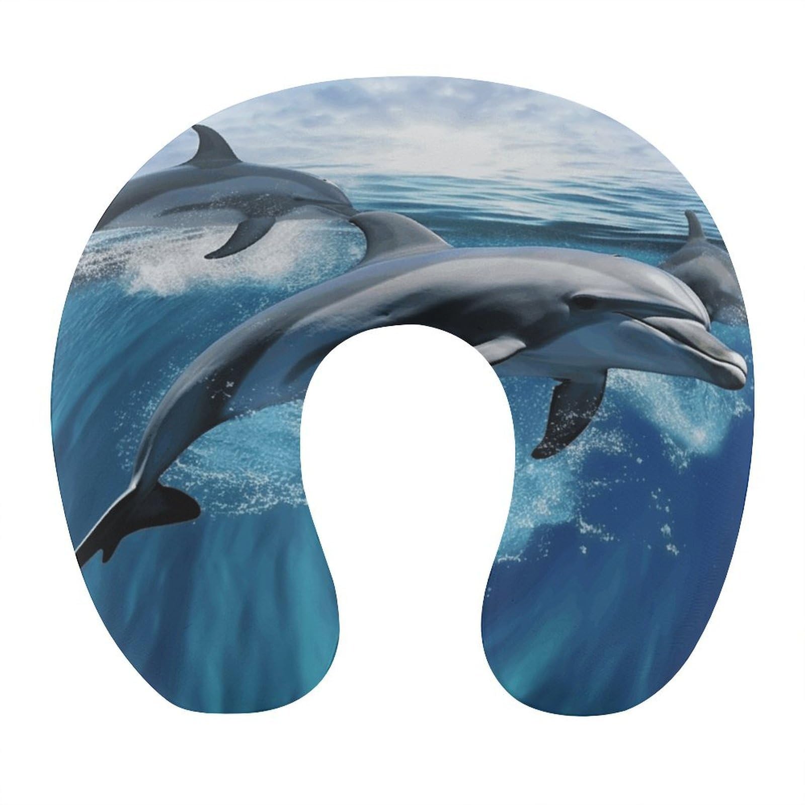 FekiLoot Dolphins Travel Pillow,U Shaped Office Napping Pillow Support Neck and Head Comfortable Travel Neck Pillow U Shape Sleeping Essentials for Long Haul Flights
