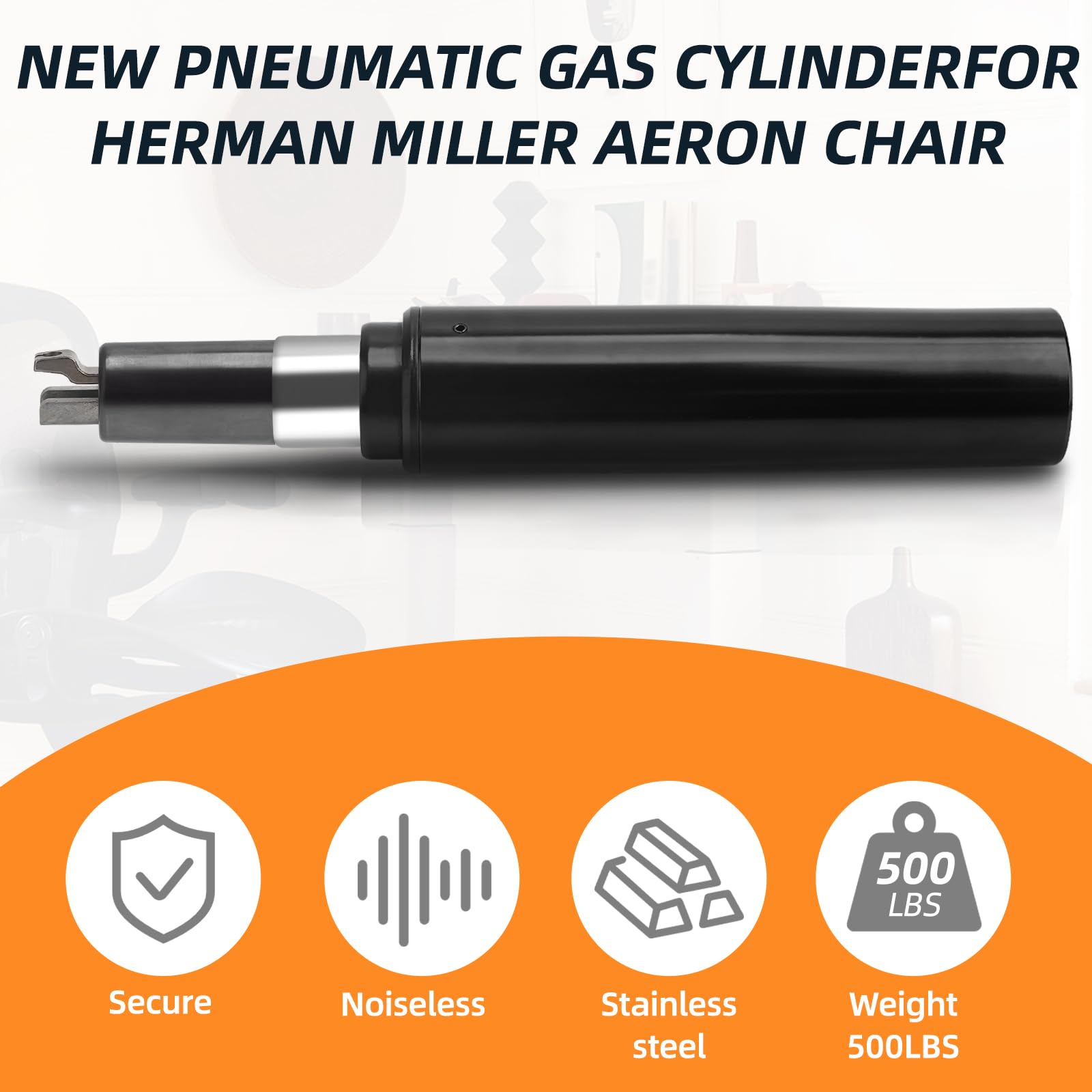Cilindro di sollevamento del gas per sedia Herman Miller Aeron, 4 pistoni idraulici con 500 libbre, parte #7 1B65LR