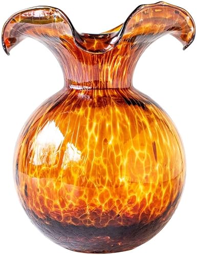 Hibiscus Glass Brown Tortoiseshell Medium Fluted Vase