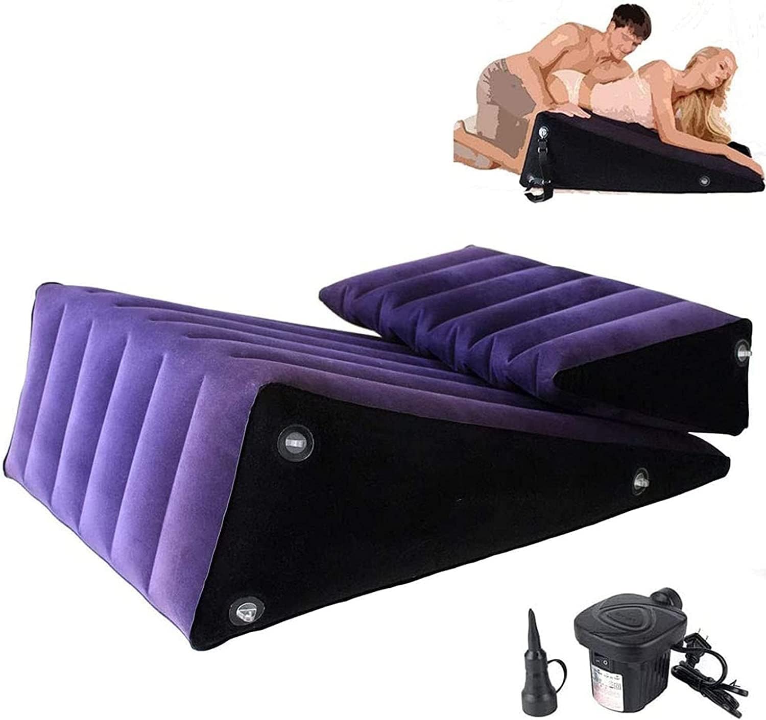 Divano multifunzionale BDSM, sedia con cuscino, mobili for il sesso con manette, cavigliere e pompa, cuscino lombare gonfiabile, giocattoli sessuali for coppie