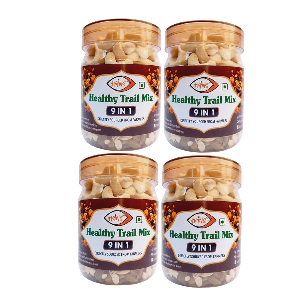 AVANS 9 in 1 Trail Mix | Mixed Nuts and Seeds Food | Crunchy Everyday Food Blend for Travel and On the Go | Suitable for Tea Time, Office Food and Regular Munching Option - 250gm, (4 Packs)-image-41
