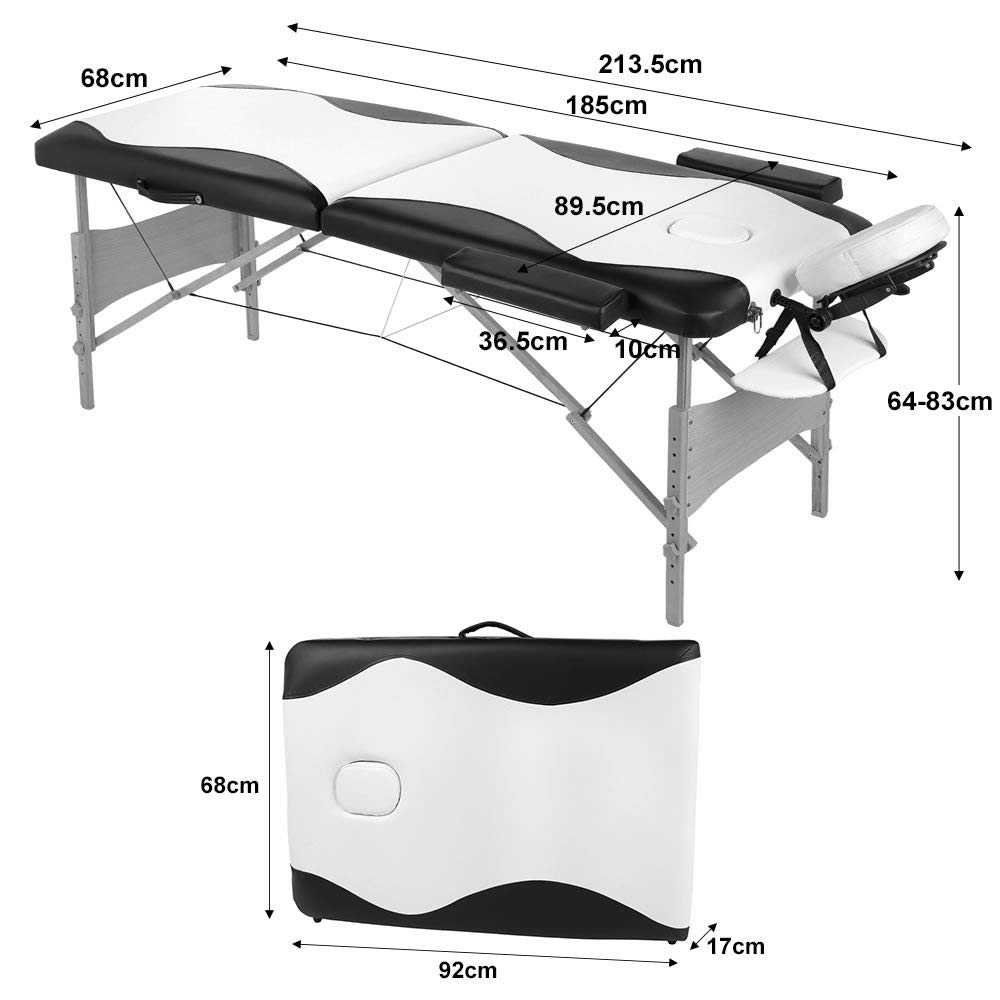 Melko Mobile Massageliege Holz Massagetisch Massagebank klappbar höhenverstellbar 3 Zonen Therapieliege Beige