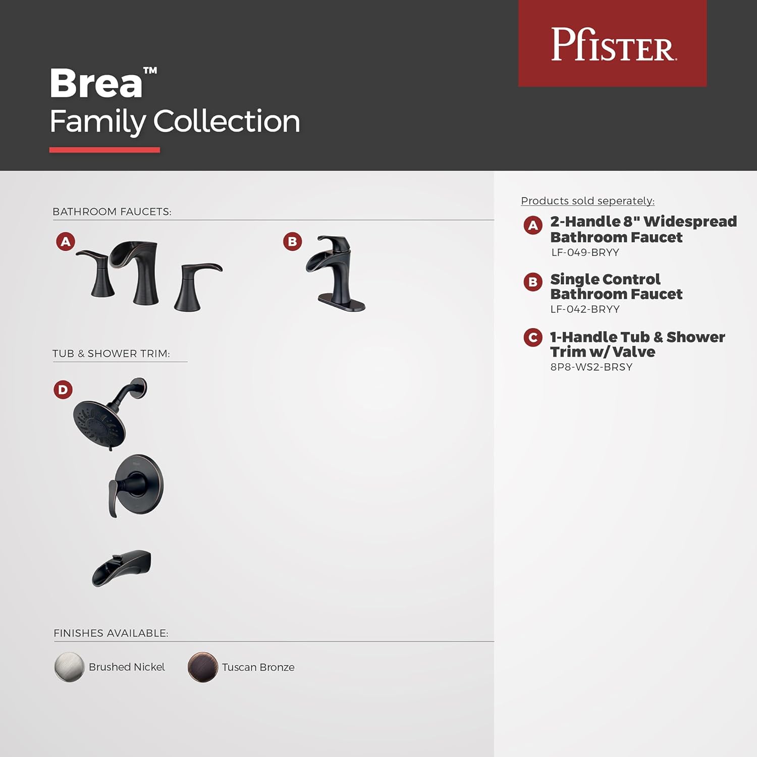 Pfister Brea LF042BRYY Single Handle Bathroom Sink Faucet 1-Hole Tuscan Bronze Finish with Push & Seal Drain TiteSeal Mounting WaterSense Certified Ceramic Disc Valve