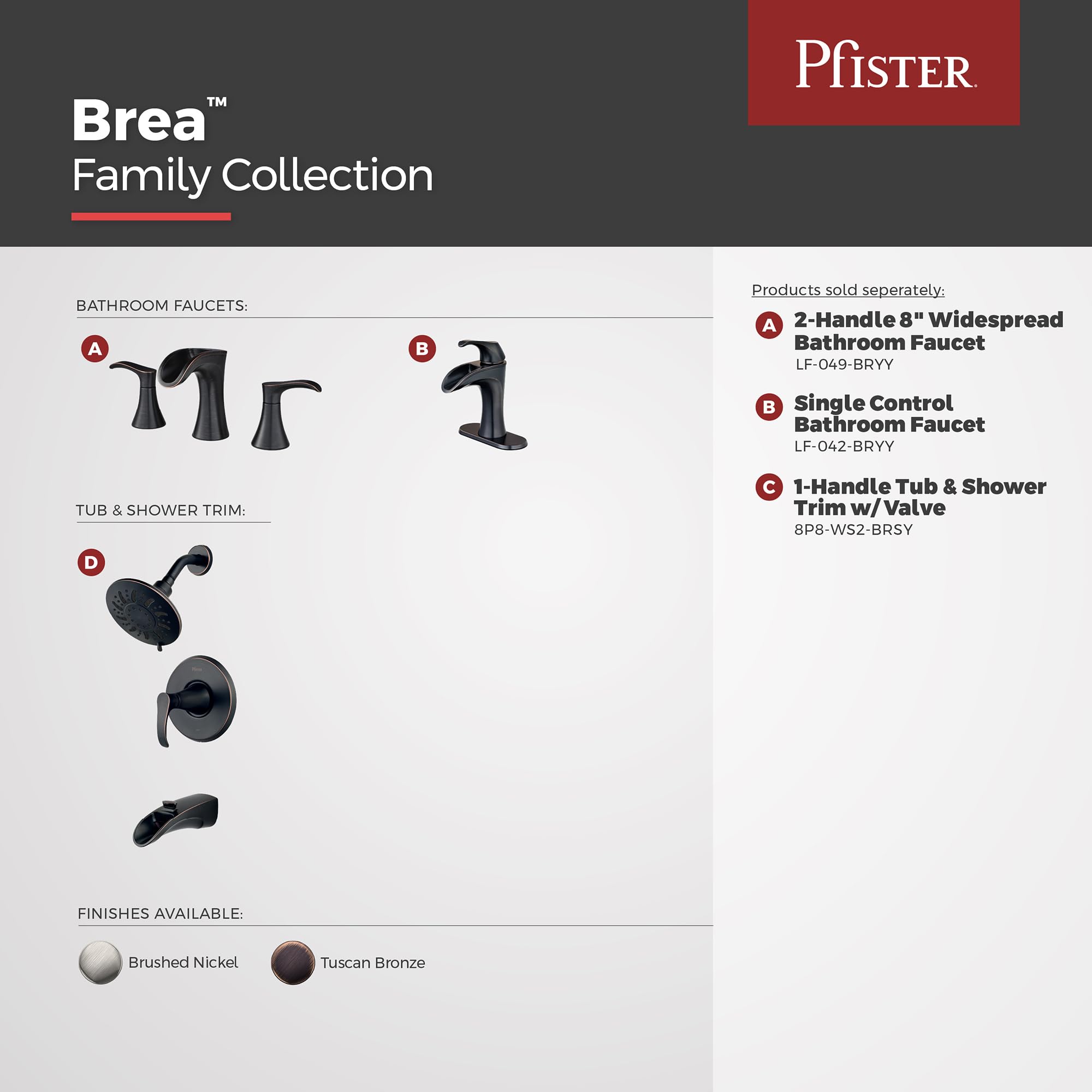 Pfister Brea LF049BRYY bateria łazienkowa do umywalki, 20 cm, z 2 uchwytami, 3-otworowa, toskańskie wykończenie z brązu
