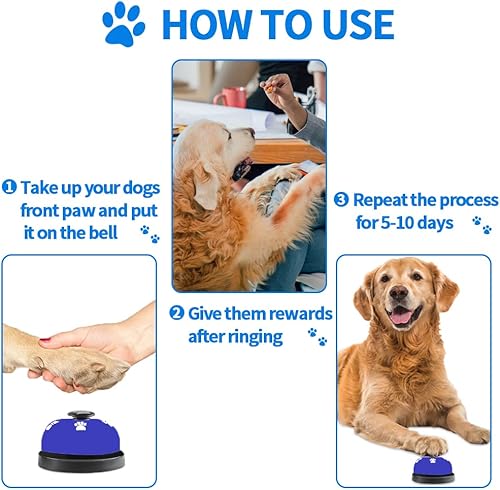 Miniatura 7 de JIMEJV Paquete de 2 timbres para perros, campanas de entrenamiento para mascotas para ir al baño y dispositivo de comunicación, campana grande y