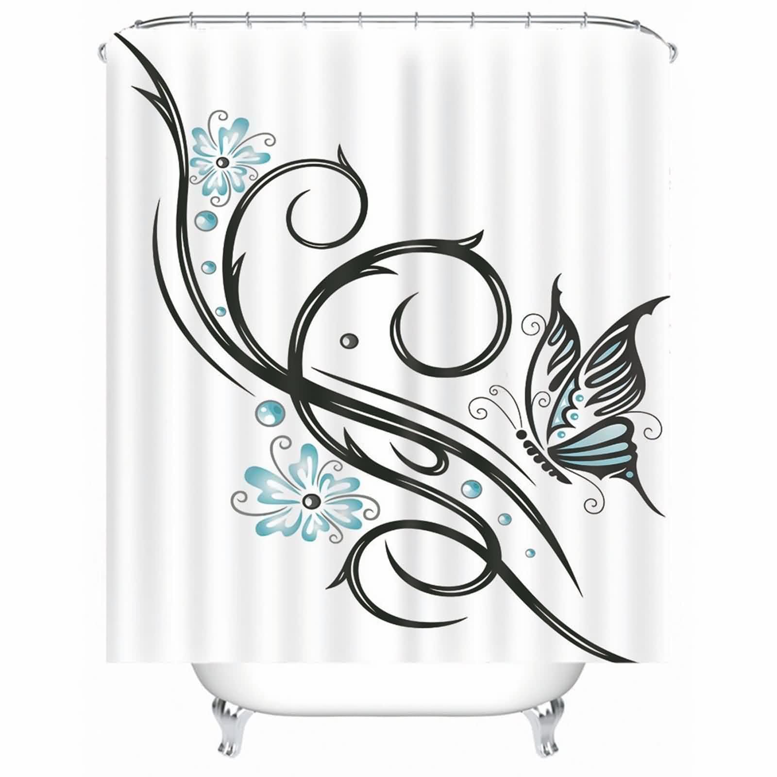 Rideau de douche fleurs et papillons pour une salle de bain zen et propre