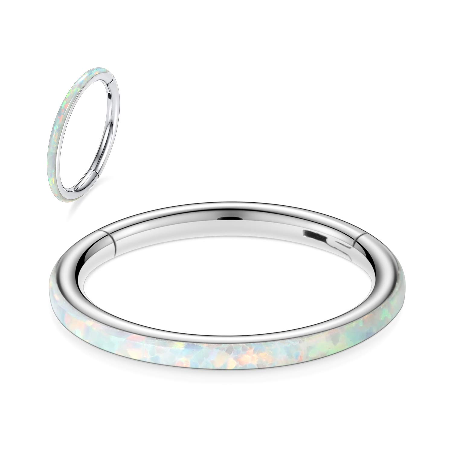 hengkaixuan CZ/Opal Nose Rings Conch Jewellery Septum Clicker 316L Surgical Steel Segment Ring Helix Cartilage Earrings Hoop Daith Tragus Rook Piercing Jewellery — view 59