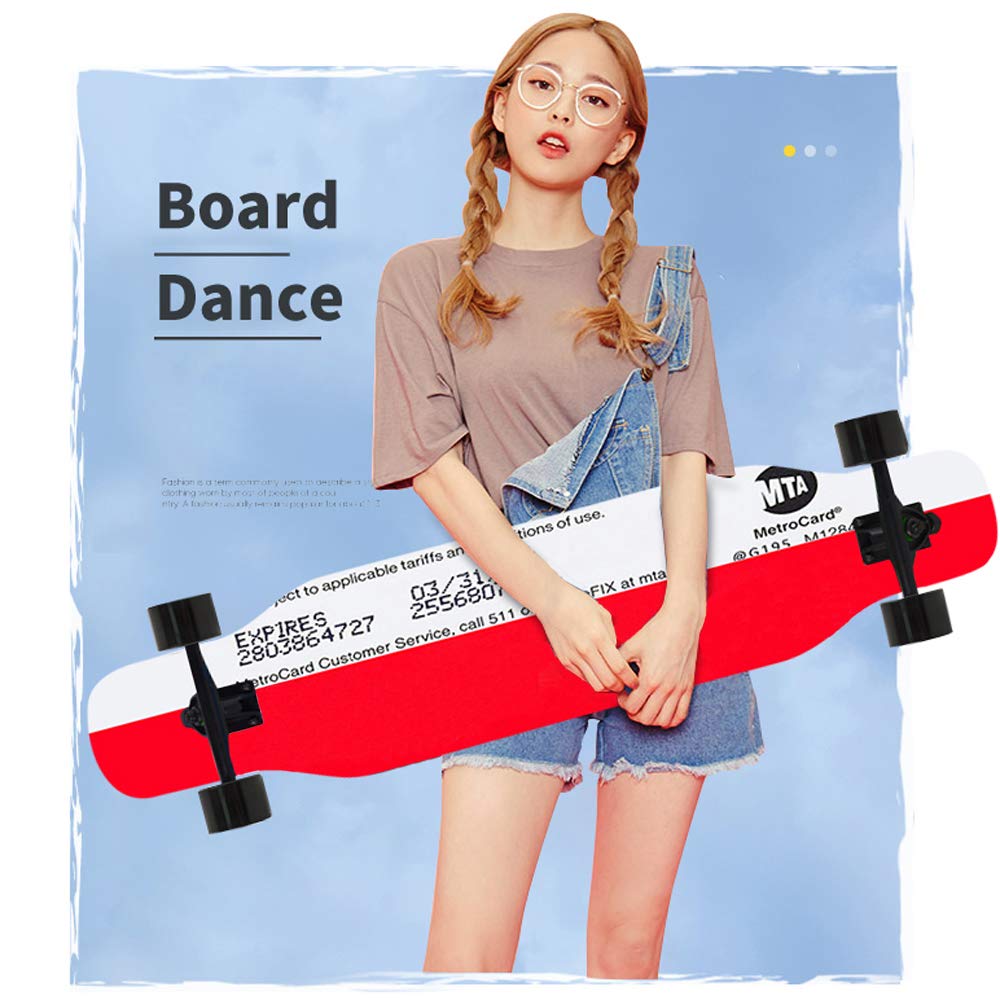 Longboard Dancing Cruiser Drop-Through Freeride Skate Boards, 8 Capas Flexible de Arce Tabla Completa, Rodamientos ABEC-9 Alta velicidad, para Jóvenes Los Adultos Niños Principiantes,B