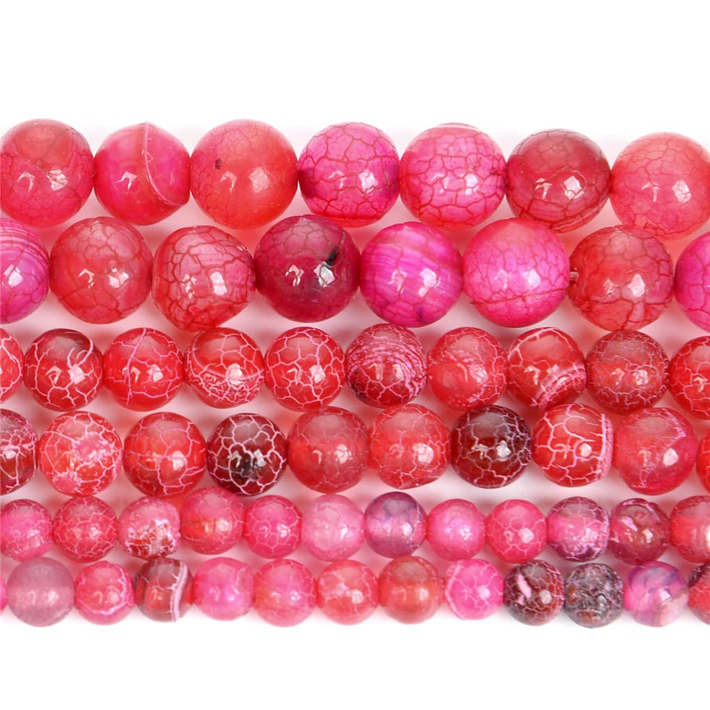 Perles de fissure rouge en véritable agate 6mm pour joaillerie fine