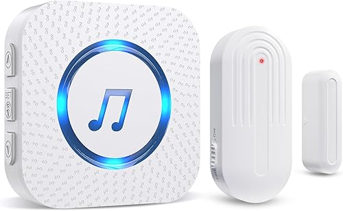 Miniatura 10 de SanJie Timbre de puerta, alarma con sensor de contacto abierto para negocios, tiendahogaroficina al entrar, con rango de 600 pies, 55 campanillas, 5
