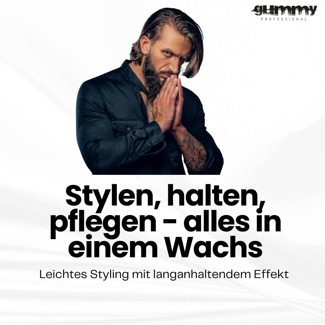 Gummy Professional Matt Finish Styling Wachs 3x 150 ml – Mattes Haarwachs mit starkem Halt – Styling Wax ohne Alkohol für Männer & Frauen mit Vitamin E