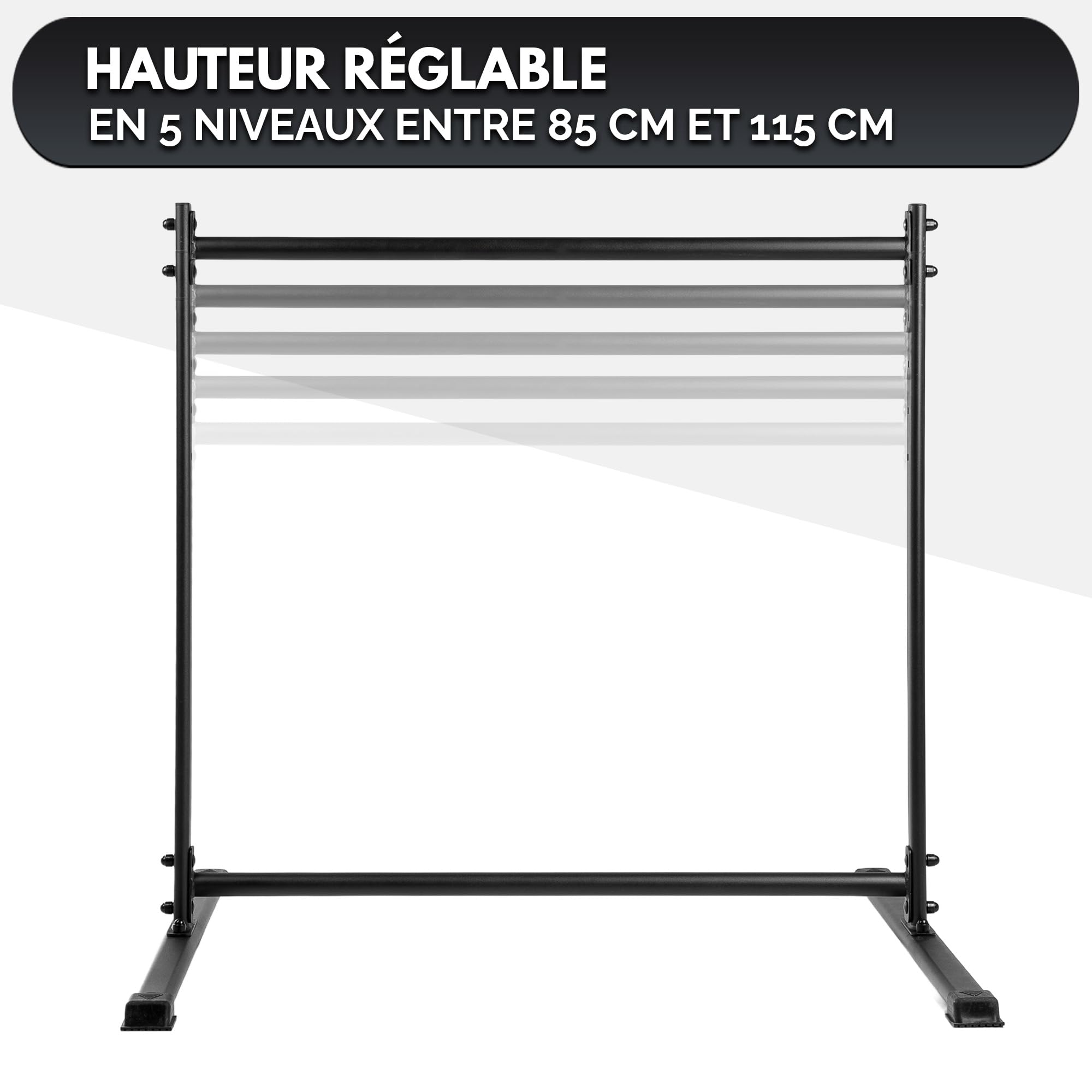 GORNATION Barre Statique, Barre de Front Lever avec pieds antidérapants, prise optimale, hauteur réglable et assemblage facile, Street Workout & Fitness Noir