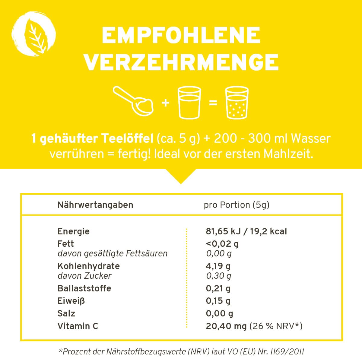 InnoNature Bio Lemon Morning® I Stoffwechseldrink mit Vitamin C, Getränkepulver aus Zitrone, Ingwer, Acerola und Apfelessig I 150g, Vegan ohne Zusatzstoffe