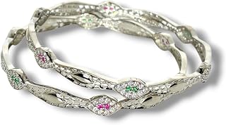 SILVER ELEGANCE 925 Sterling Silver Bangles, Set of 2, Unique Design Valentine Gift For Girls/Women Price In India