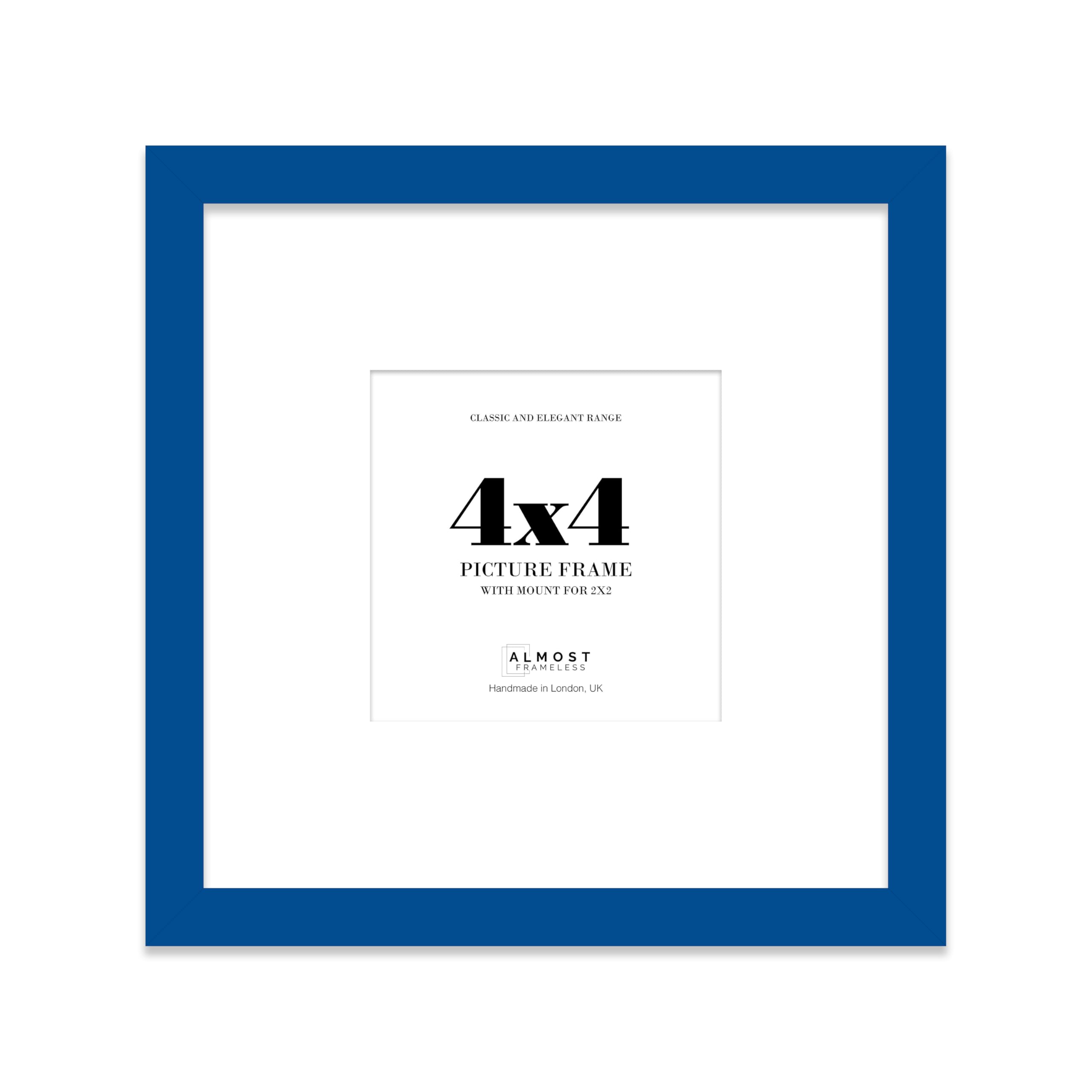 4x4 Blue Picture Frame with Mount for 2x2 Photos, Prints - Modern Square Wall Frame, 1 Pack
