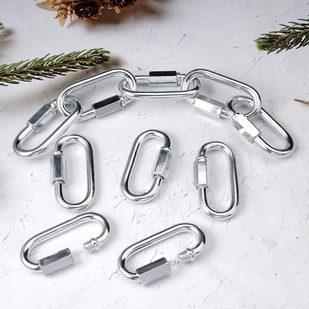 10 Pièces Maillon Rapide INOX M6, Mini Mousqueton à Vis, Mousqueton Verrouillage, Mousquetons avec Verrouillage à Vis, Mousquetons Escalade Ovale pour Camping, Randonnée, Pêche, Hamacs, Balançoires