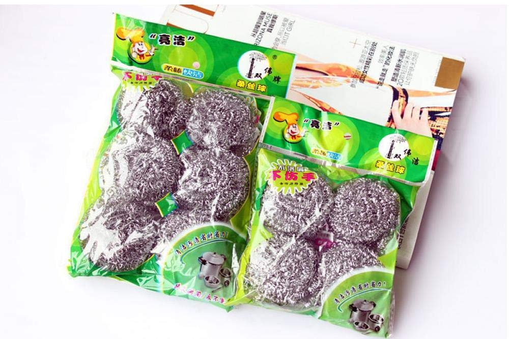 Byfri Style 1 Stainless Steel Scrubbers Cleaning Ball Utensil Scouring Pads Ball For Pot Pan Dish Wash Cleaning 6 Pcs