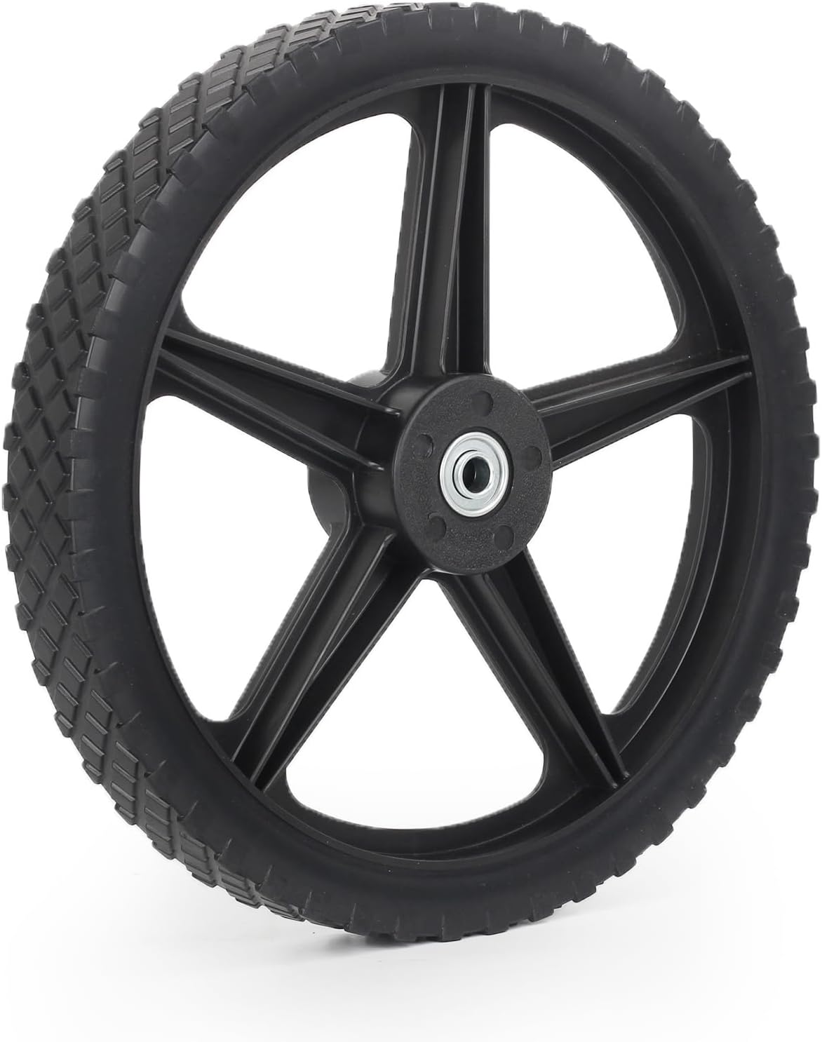 GICOOL 14 x 1.75'' Spoked Plastic Wheel and Tire, 2.45" Hub Length, 1/2" Inside Bearing, Universal Replacement Wheel for Lawn Mowers and DIY Trolley Wagon Cart, 2 Pack